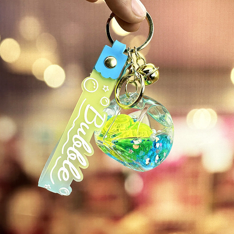 Wholesale Acrylic Oil in Night Light Flashing Square Drifting Bottles Keychain